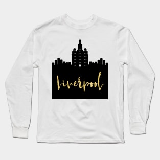 LIVERPOOL ENGLAND DESIGNER SILHOUETTE SKYLINE ART Long Sleeve T-Shirt